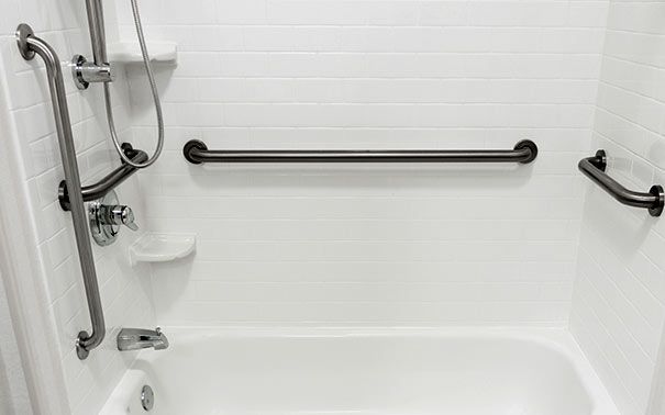 Barres d'appui pour douche PMR - Barre d'appui pour baignoire à porte - Rénove Douches